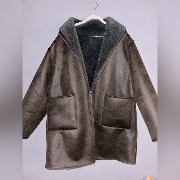 MANGO Reversible Faux Shearling Coat size S - Picture 3 of 7